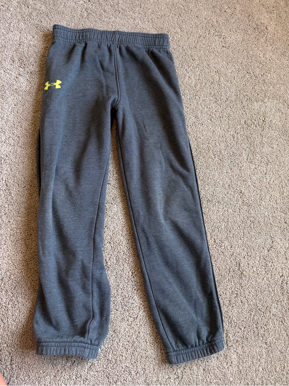 Under Armour Kids Dark Gray Jogger Pants with Yellow Logo